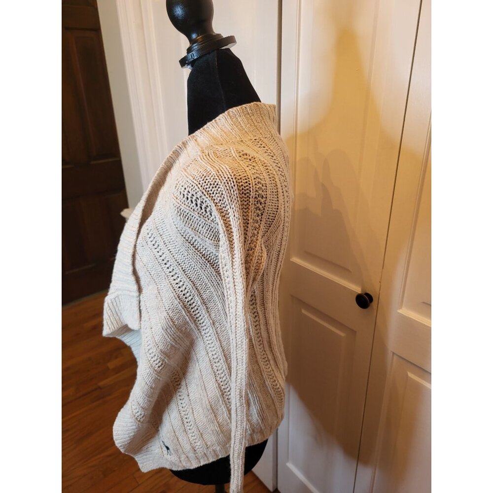 Abercrombie Oatmeal Open Cardigan S Neutral Minimal Cozy Cropped - Picture 7 of 7